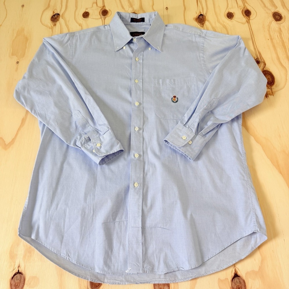 Chaps Ralph Lauren Crest Logo 90s Y2K Men's Button Down Long Sleeve Shirt 16 1/2